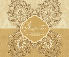 Vintage beige floral background vector 03