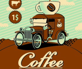 Vintage coffee advertising poster design vector 01