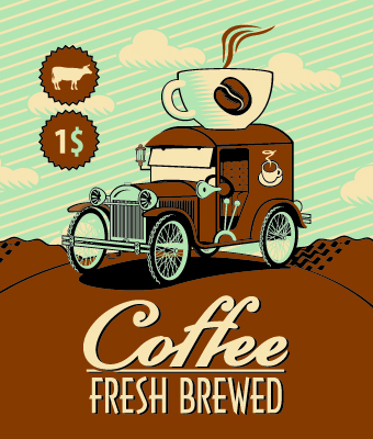 Vintage coffee advertising poster design vector 01
