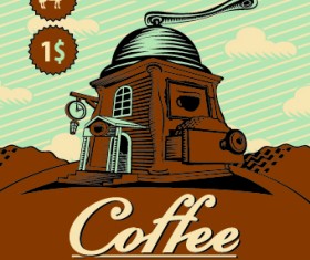 Vintage coffee advertising poster design vector 02