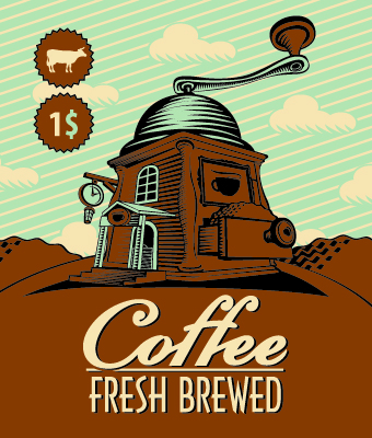 Vintage coffee advertising poster design vector 02