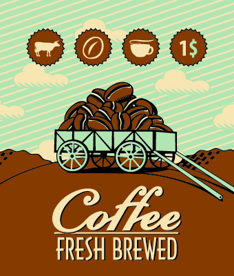 Vintage coffee advertising poster design vector 03