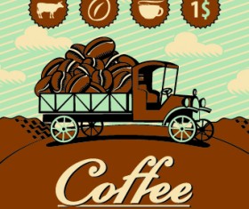 Vintage coffee advertising poster design vector 04