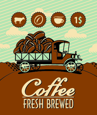 Vintage coffee advertising poster design vector 04