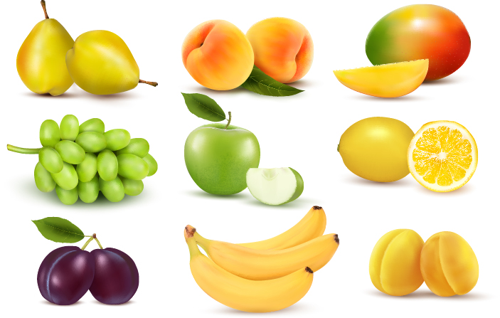 Vivid Fruits design vector graphics 05
