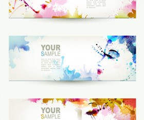 Watercolor floral girls banner vector 02