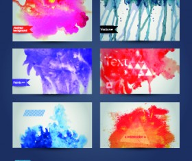 Watercolor with grunge cards vector