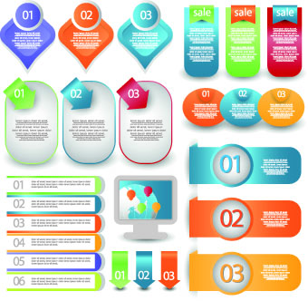 Creative web labels design elements vector 02