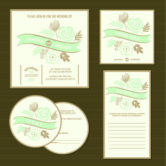 Wedding invitation with dvd kit design vector 01