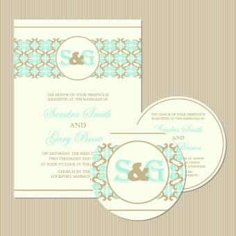 Wedding invitation with dvd kit design vector 02