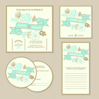 Wedding invitation with dvd kit design vector 03