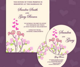 Wedding invitation with dvd kit design vector 04