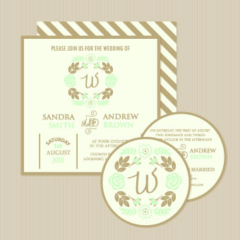 Wedding invitation with dvd kit design vector 05