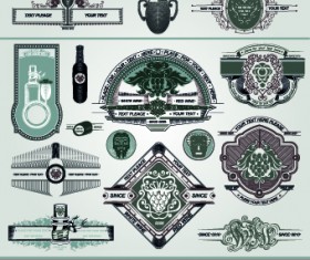 Vintage style wine design element vector 03