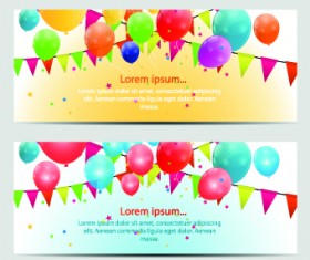 Colorful balloons holiday banner vector set 02