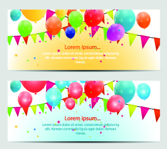 Colorful balloons holiday banner vector set 02
