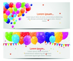 Colorful balloons holiday banner vector set 03