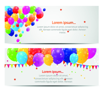 Colorful balloons holiday banner vector set 03