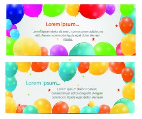 Colorful balloons holiday banner vector set 04