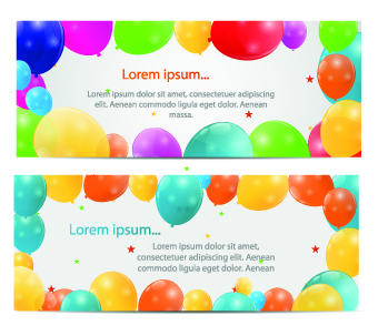 Colorful balloons holiday banner vector set 04