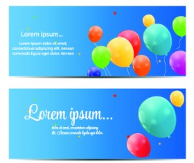 Colorful balloons holiday banner vector set 05