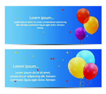 Colorful balloons holiday banner vector set 06
