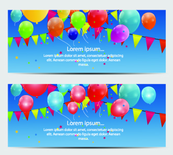 Colorful balloons holiday banner vector set 07
