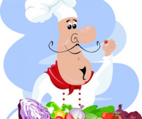 Cute chef illustration vector set 03