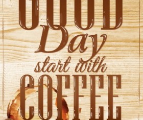 Creative coffee elements with wooden background vector 02