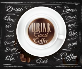 Creative coffee elements with wooden background vector 05