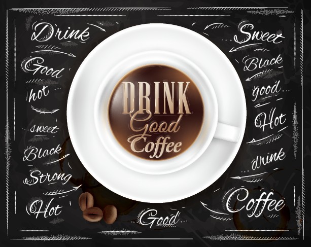 Creative coffee elements with wooden background vector 05