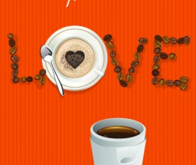 I love coffee theme poster design vector 03