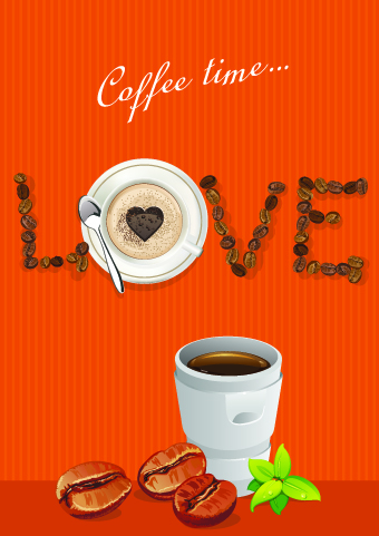 I love coffee theme poster design vector 03