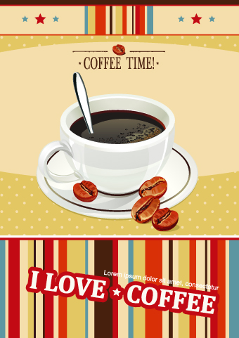 I love coffee theme poster design vector 04