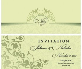 Retro floral wedding invitation cards vector 01