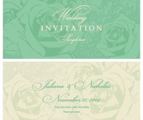 Retro floral wedding invitation cards vector 02