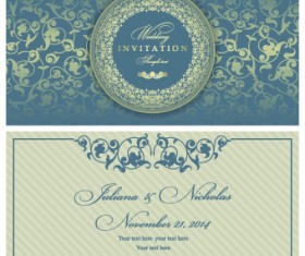 Retro floral wedding invitation cards vector 05