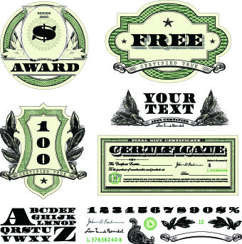 Money template and label design vector 02