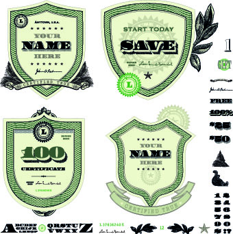 Money template and label design vector 03