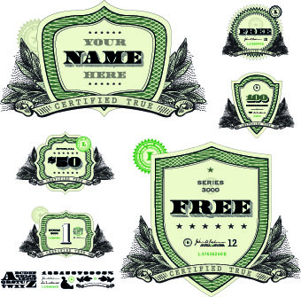 Money template and label design vector 04