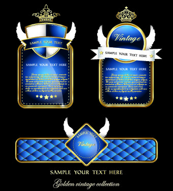 Royal luxury labels vector graphics 01