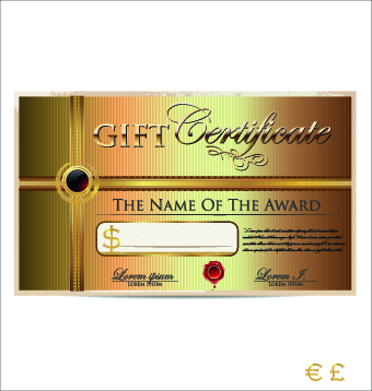 luxurious gift certificate golden template vector 01