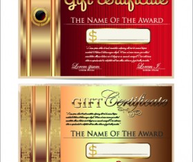 luxurious gift certificate golden template vector 02