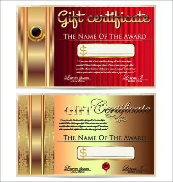 luxurious gift certificate golden template vector 02