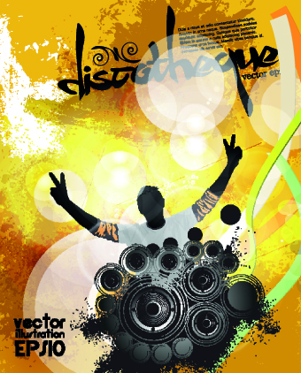 Music party poster vector illustration 01