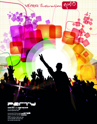 Music party poster vector illustration 03