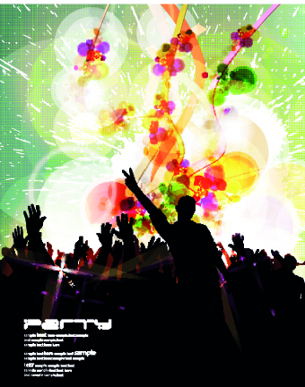 Music party poster vector illustration 04