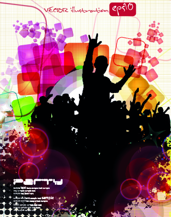 Music party poster vector illustration 05