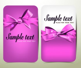 Beautiful pink bow cards vector 03