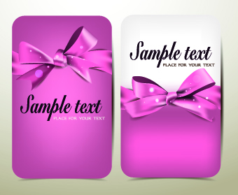 Beautiful pink bow cards vector 03